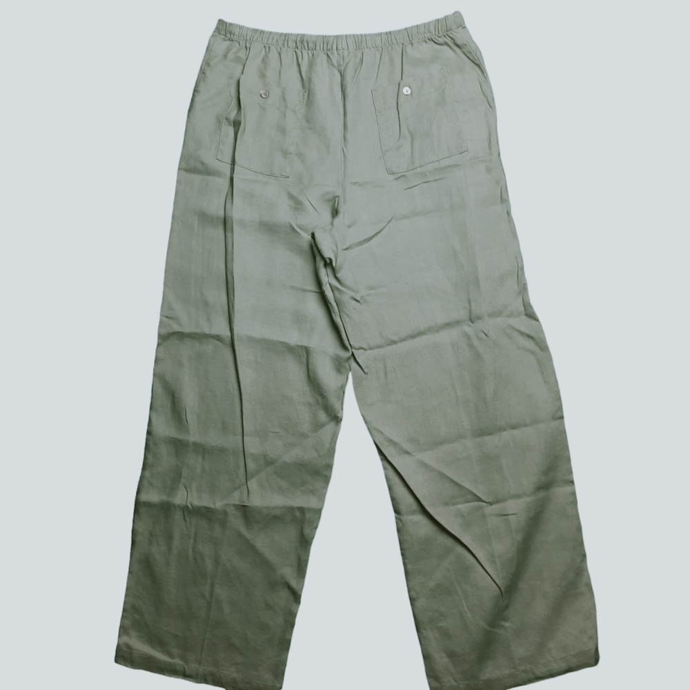 Chadwick's Pale Green Linen Wide Leg Pants SZ 14 - Picture 8 of 10